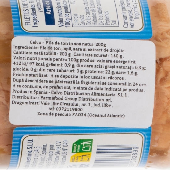 File de ton în sos natur 200g
