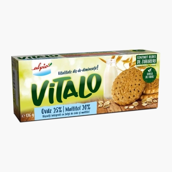 Biscuiți integrali cu fulgi de ovăz și îndulcitori 126g