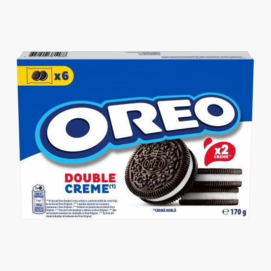 Biscuiți din cacao și cremă cu aromă de vanilie Double Creme, 170g