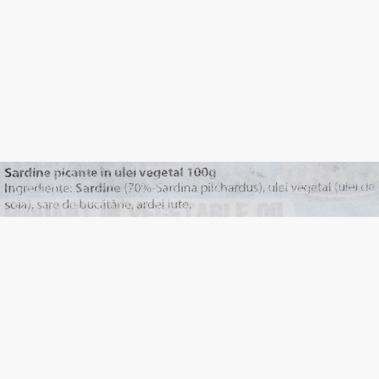 Sardine picante în ulei vegetal 100g
