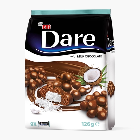 Mini batoane învelite în ciocolată cu lapte cu interior de cocos 126g
