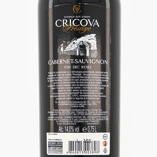 Vin roșu sec Cabernet Sauvignon, 750ml