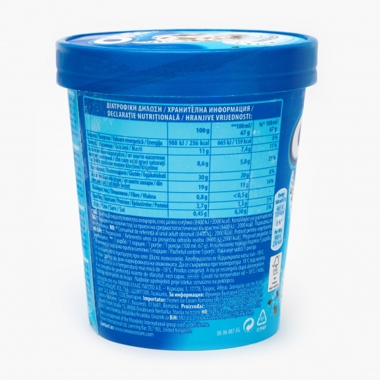 Îngheţată cu aromă de vanilie, cu biscuiţi de cacao sfărâmați 480ml