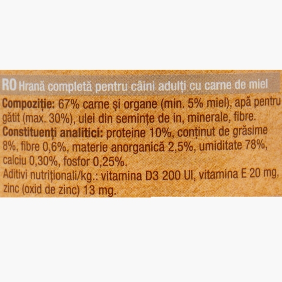 Hrană umedă pentru câini adulți, cu miel, 400g