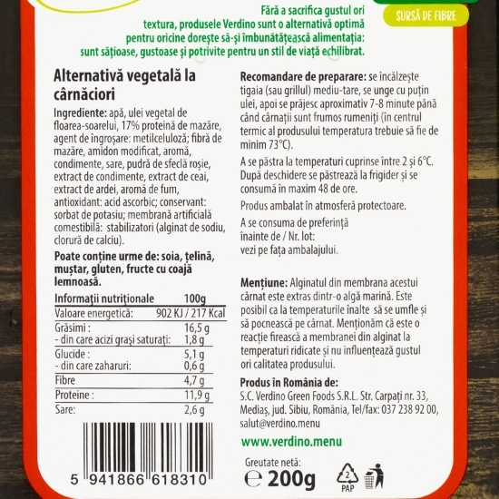Cârnați vegetali tip Merguez 200g