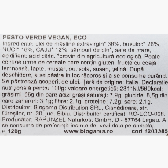 Pesto verde vegan eco, 120g