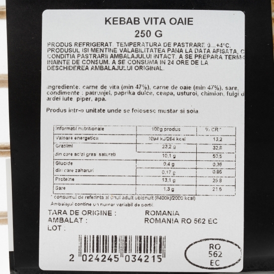 Kebab din carne de vită și oaie 250g