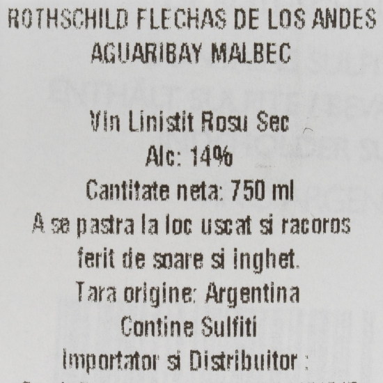Vin roșu sec Rothschild Aguaribay Malbec, 14%, 750ml