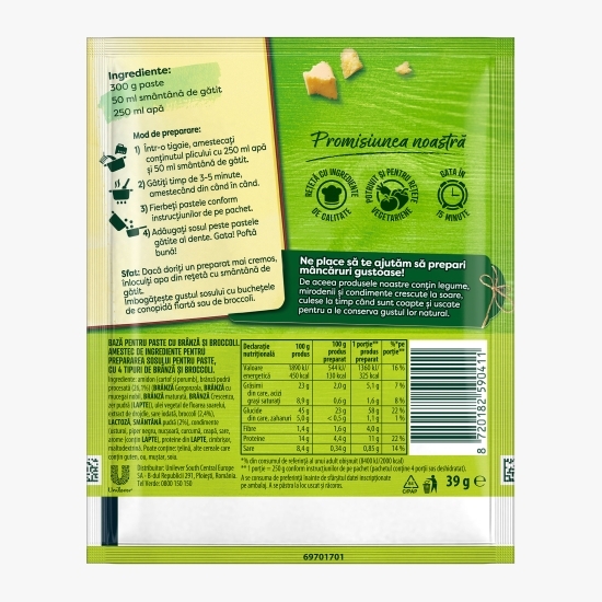 Fix bază pentru paste cu brânză și broccoli 39g
