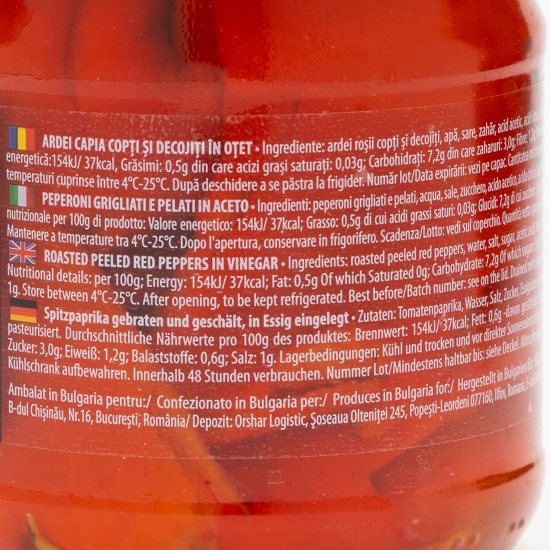 Ardei capia copți și decojiți în oțet 350g