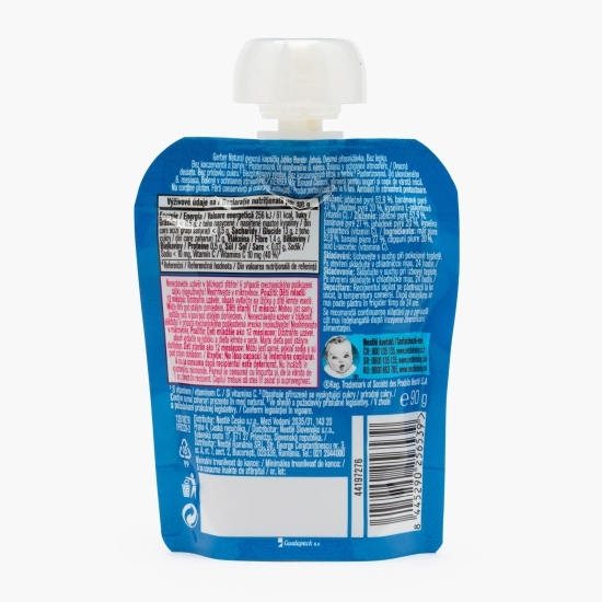 Piure natural de măr, banană și căpșuni 90g, +6 luni 