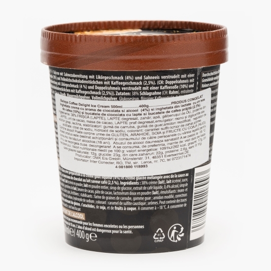  Înghețată cremă cu aromă de ciocolată și alcool și înghețată din lactate cu sos de cafea 400g