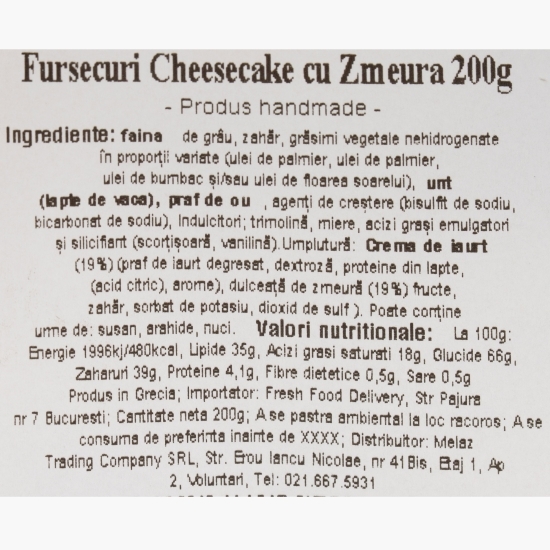 Fursecuri cheesecake cu zmeură - produs fabricat manual 200g
