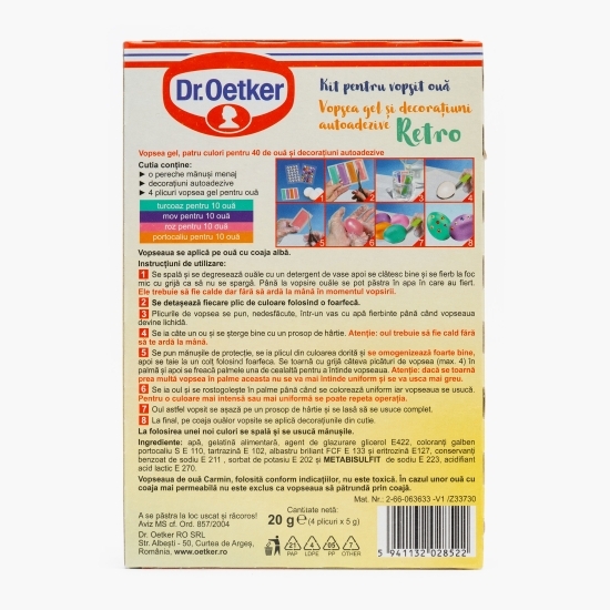 Vopsea gel pentru ouă Retro, 40 ouă, 20ml