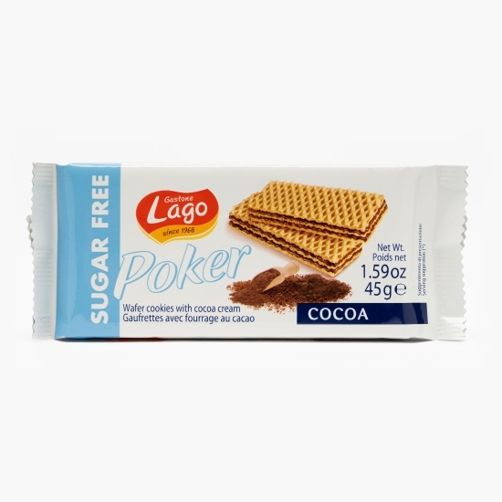 Napolitană cu cremă de cacao fără zahăr 45g
