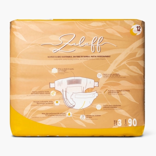 Scutece din bambus, mărimea 3, 6-11kg, 90 buc