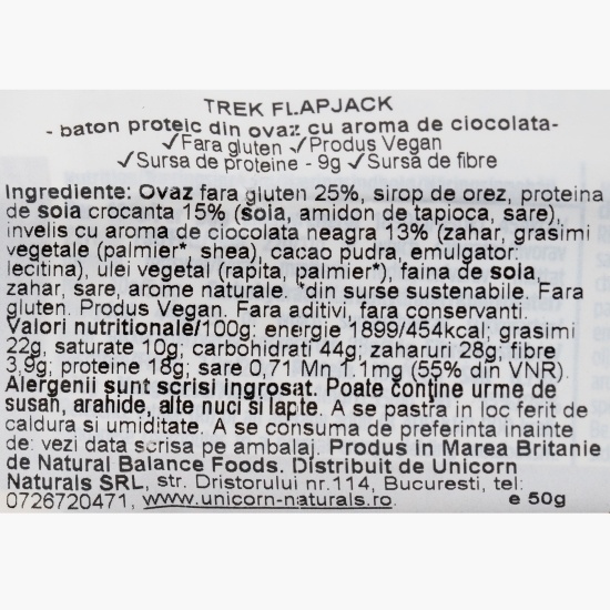 Baton cu ovăz și cacao, cu proteine, fără gluten 50g
