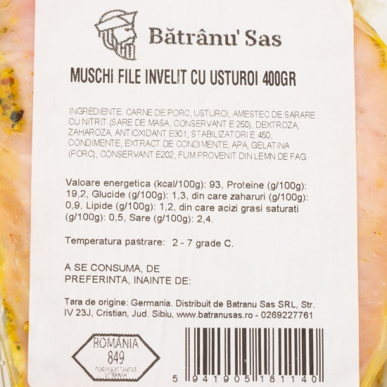 Mușchi file învelit cu usturoi 400g