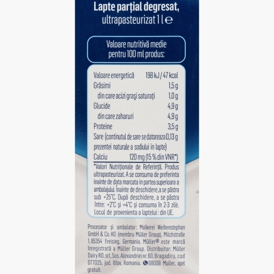 Lapte UHT 1.5% grăsime 1l