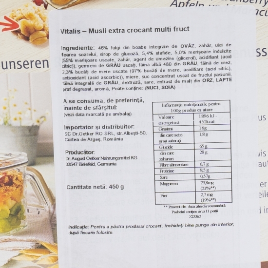 Musli extra crocant multi-fructe 450g