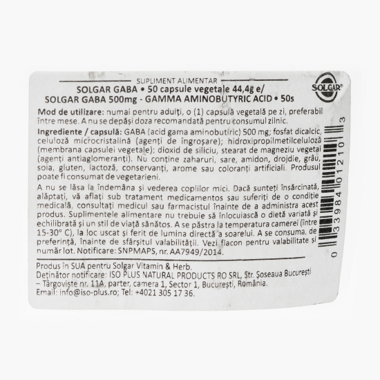 Gaba 500mg, 50 capsule vegetale
