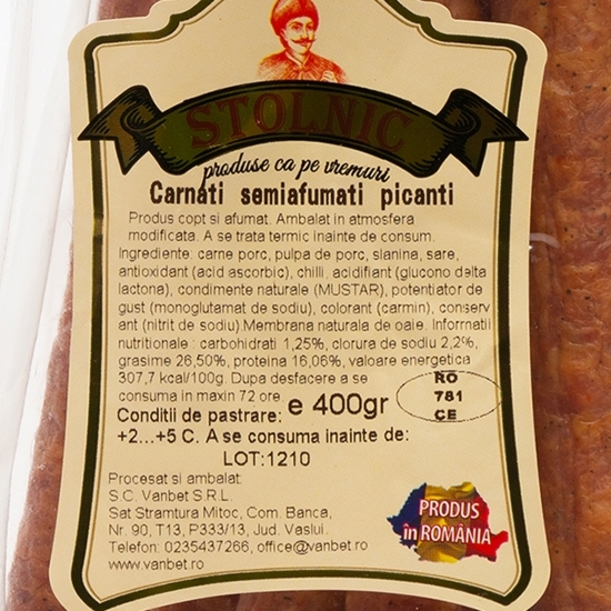 Cârnați semi-afumați picanți 400g