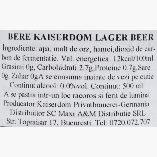 Bere Lager fără alcool 0.5l