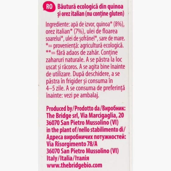 Băutură ecologică din quinoa și orez italian 1l