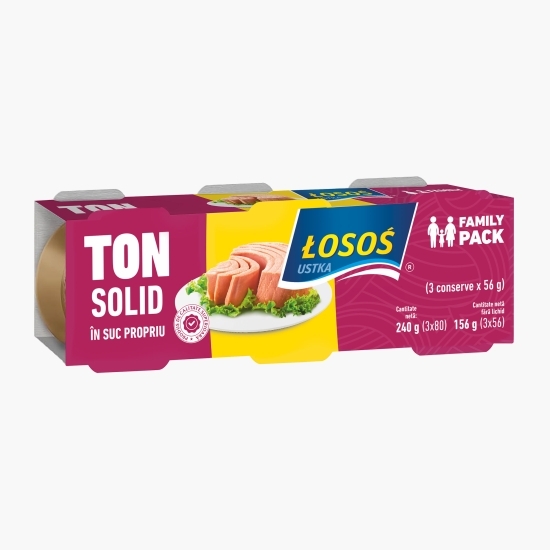 Ton solid în suc propriu 3x80g