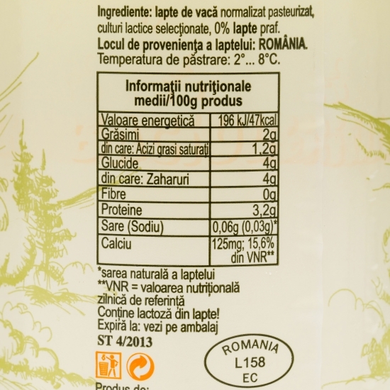 Lapte bătut 2% grăsime, 900g
