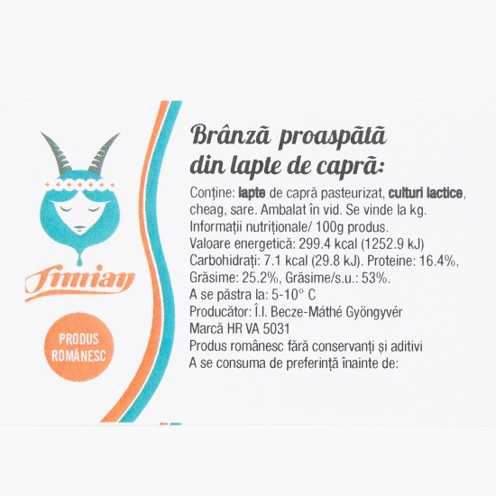 Brânză proaspătă din lapte de capră simplă 160g