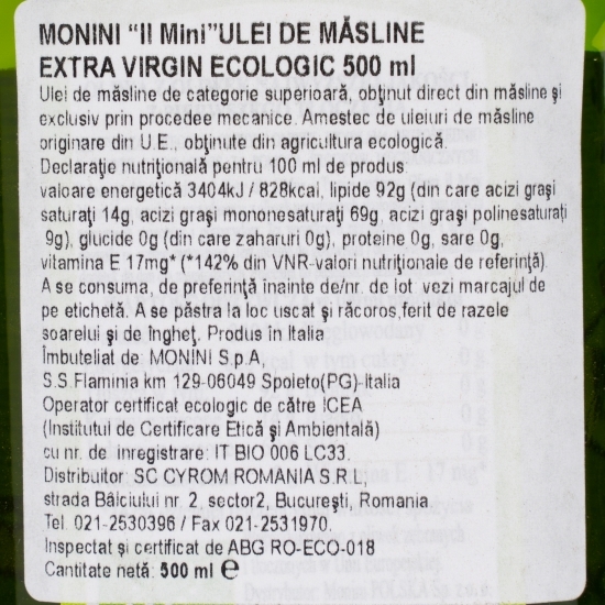 Ulei de măsline extra virgin ecologic Il Mini 0.5l