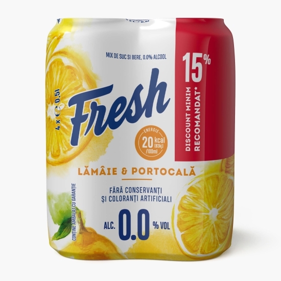 Bere blondă fără alcool cu lămâie și portocală 4x0.5l
