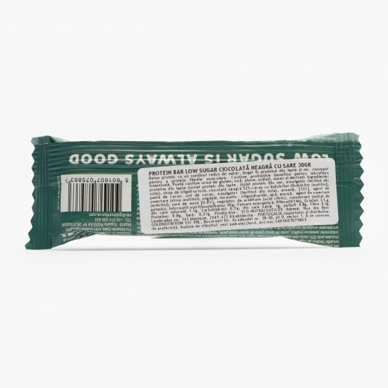 Baton proteic Low Sugar ciocolată neagră cu sare 30g
