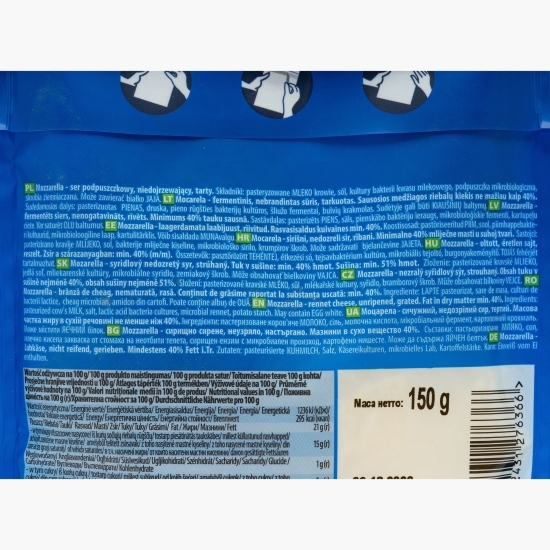 Brânză Mozzarella rasă 150g