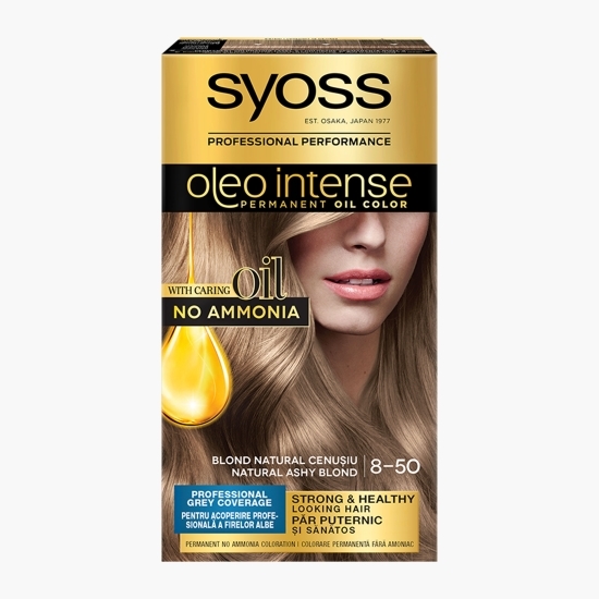 Vopsea permanentă de păr fără amoniac Oleo Intese, 8-50 blond natural cenușiu, 115ml