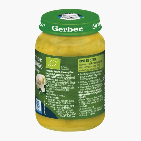 Piure ecologic de conopidă, porumb, curcan și orez, +8 luni, 190g