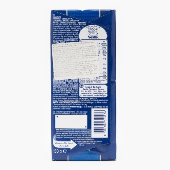 Ciocolată neagră și ciocolată cu lapte cu alune 150g