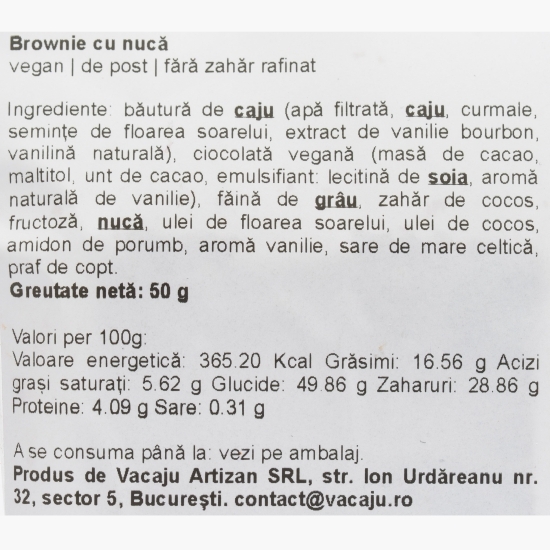 Brownie vegan cu nucă, 50g