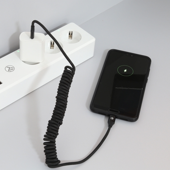 Cablu date flexibil Type-C - Type-C, ≈1.8m, negru