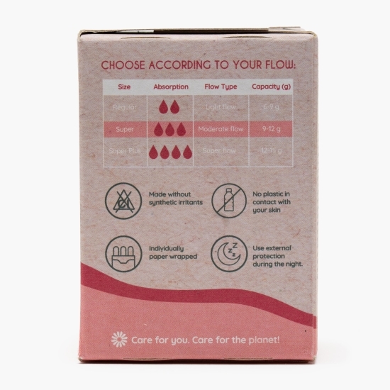 Tampoane din bumbac organic Regular 16 buc