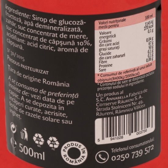Sirop de căpșuni 0.5l