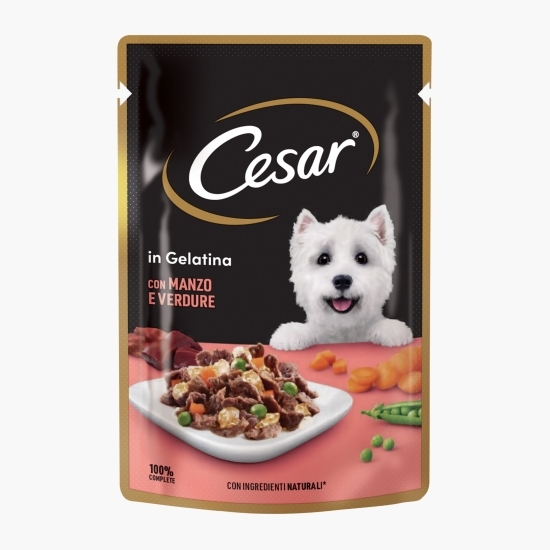 Hrană umedă pentru câini adulți, 100g, cu vită fragedă și legume în aspic