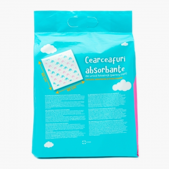 Cearceafuri absorbante pentru copii 60x60cm, 10 buc