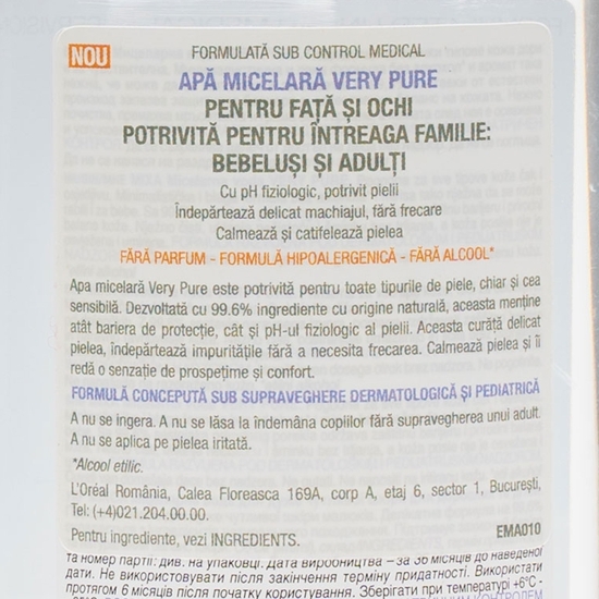 Apă micelară pentru întreaga familie Very Pure 400ml