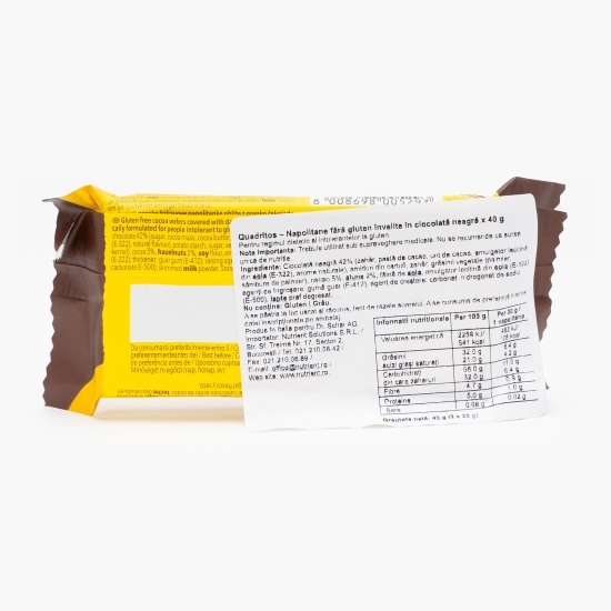 Napolitane fără gluten învelite în ciocolată Quadritos 40g