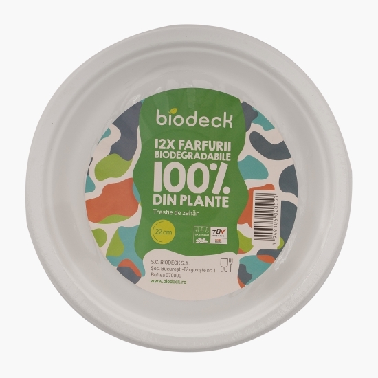 Farfurii trestie biodegradabile 22cm 12 bucăți