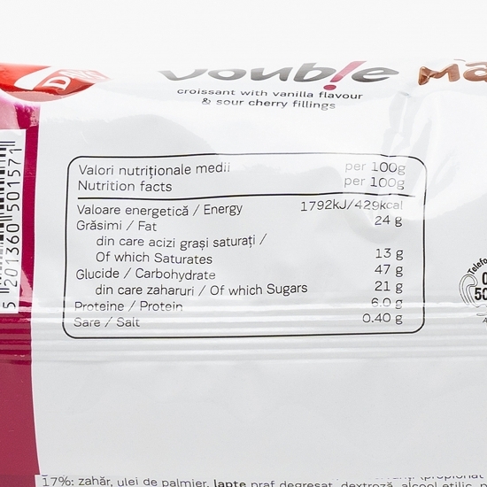 Croissant Double Max cu cremă de vanilie și vișine 86g 