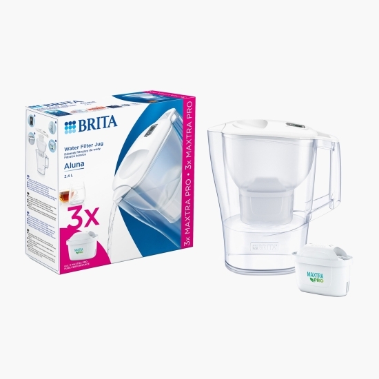 Starter pack cană filtrantă Aluna 2.4l (alb) + 3 filtre Maxtra PRO