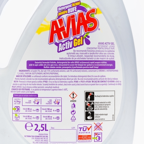 Detergent de rufe lichid pentru haine colorate Activ Gel, 35 spălări, 2.5l